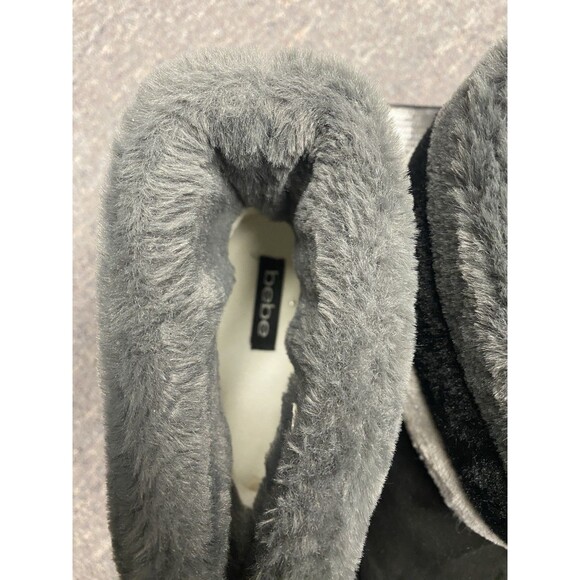 Bebe Black/Grey Boots Faux Fur Size 9.5 - Picture 4 of 13